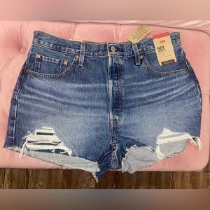 Levi's Women's Distressed Blue Denim Cutoff Shorts